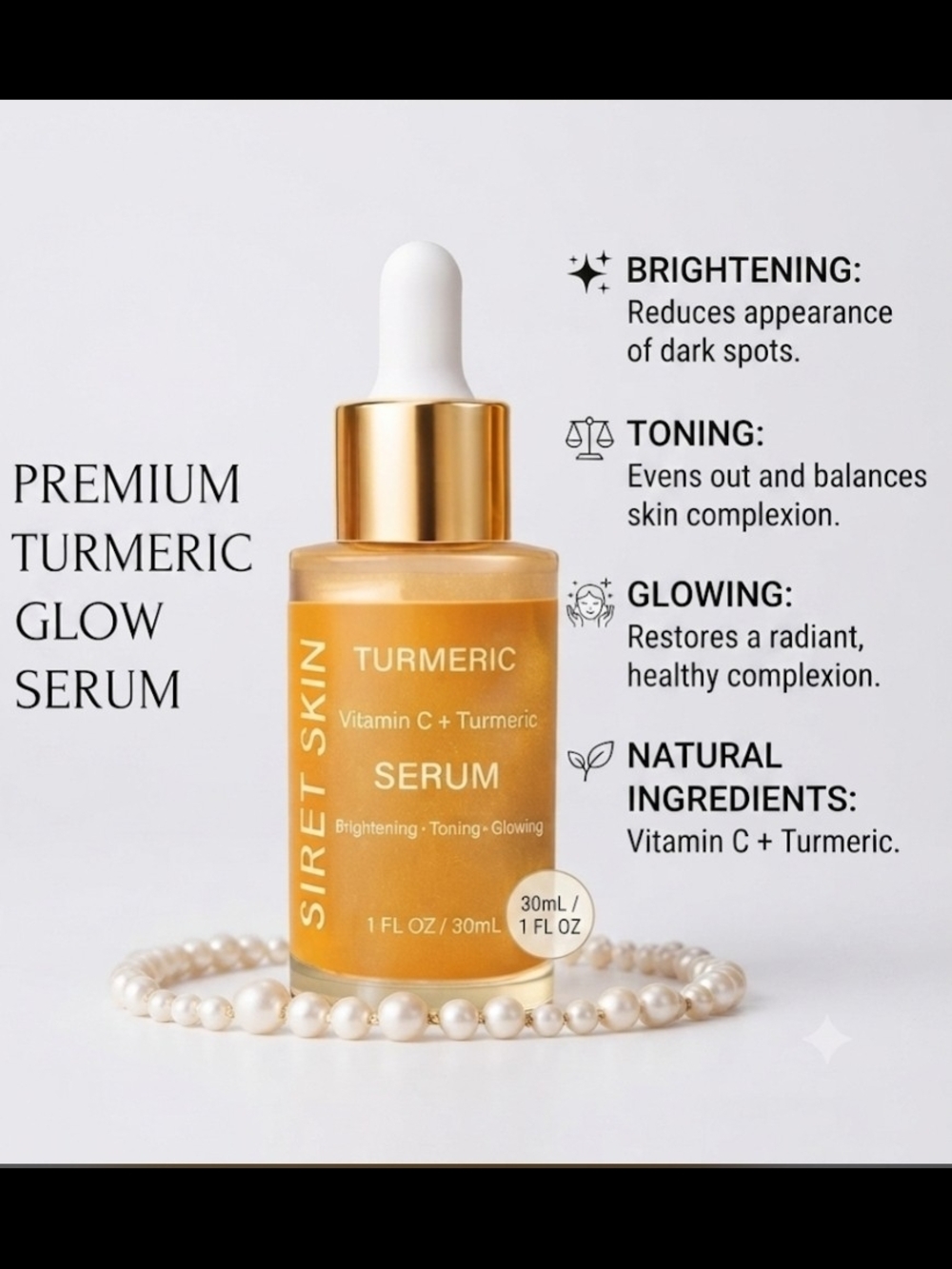 Turmeric Vitamin C Glow Serum – Brightening Toning & Glowing